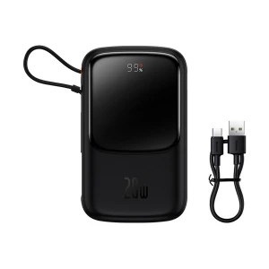 Baseus PPQD060001 Qpow Pro Overseas Edition 10000mAh Black 20W Lightning & Type-C Power Bank with Digital Display #PPQD060001