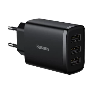 Baseus CCXJ020101 Tri USB 17W EU Black Charger / Charging Adapter #CCXJ020101