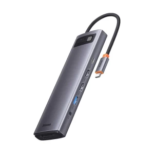 Baseus WKWG020213 Type-C Male to Dual USB 3.0, Dual USB 3.1, HDMI, DP, SD, TF, LAN, 3.5mm & Dual Type-C Female Grey Multi-Interface HUB #WKWG020213