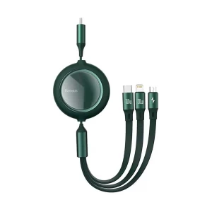 Baseus CAMLC-AMJ06 Type-C Male to Micro USB, Lightning & Type-C Male, 1.2 Meter, Green Charging & Data Cable #CAMLC-AMJ06