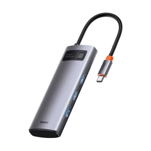 Baseus CAHUB-CX0G Type-C Male to Tri USB 3.0, HDMI & Type-C Female Gray Converter #CAHUB-CX0G