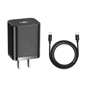 Baseus TZCCSUP-A01 Super Si QC USB-C 20W CN Black Charger / Charging Adapter with USB-C to Lightning 1 Meter Black Charging Cable #TZCCSUP-A01