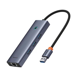 Baseus UltraJoy Series B0005280A813-01 USB Male to Tri USB & LAN Female Space Grey Multiport Converter #B0005280A813-01