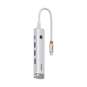 Baseus UltraJoy Series B00052801S11-00 Type-C Male to HDMI, Type-C, Dual USB & Lan Female Silver Converter #B00052801S11-00