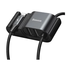 Baseus CALHZ-01 USB Male to Lightning Male, 1.5 Meter, Black Charging & Data Cable with Dual USB Female Hub #CALHZ-01