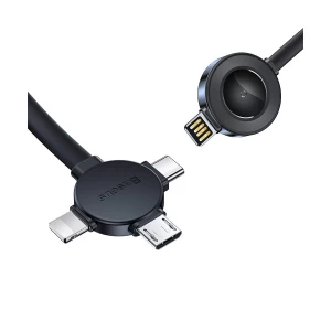 Baseus CA1T4-J0G USB Male to Micro USB, Lightning & Type-C Male, 0.18 Meter, Deep Gray Charging & Data Cable #CA1T4-J0G