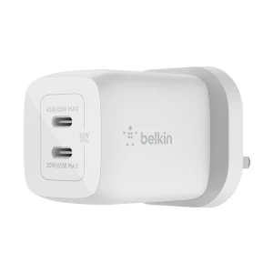 Belkin WCH013myWH BoostCharge Pro 65W PD 3.0 Dual USB-C White GaN Charger / Charging Adapter with PPS #WCH013myWH