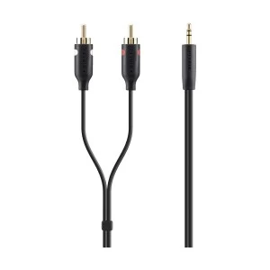 Belkin F3Y116BT2M 3.5mm Male to 2 RCA Male, 2 Meter, Black Audio Cable # F3Y116BT2M