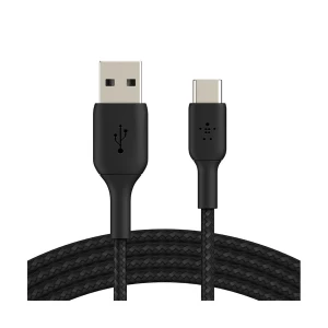 Belkin CAB002bt2MBK USB Male to Type-C Male, 2 Meter, Black Braided Charging & Data Cable #CAB002bt2MBK
