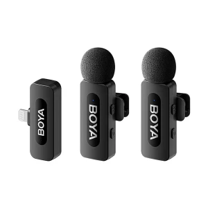 Boya BY-V2 (V2.0) Next-Gen Dual-Channel 2.4GHz Wireless Microphone for IOS (1xRX, 2xTX)