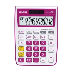 CASIO MJ-12VCB-RD 12 Digit Check & Correct Mini Desk Type Desktop Calculator #CB161