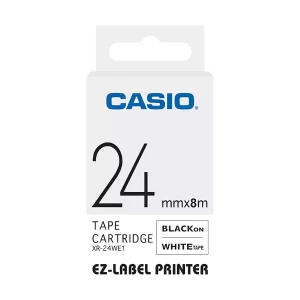 Casio XR-24WE1 Black on White Tape Cartridge #G27