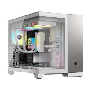 Corsair 2500X Mesh Mid Tower White/Satin Gray Aluminum (Tempered Glass Side Window) Micro-ATX Gaming Desktop Case #CC-9011289-WW