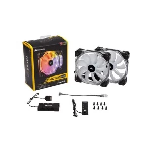 CORSAIR HD140 RGB LED High Performance 140mm PWM Twin Pack Case Fan with Controller #CO-9050069-WW