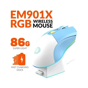 Dareu EM901X Dual Mode Wireless Blue Gaming Mouse with Dock