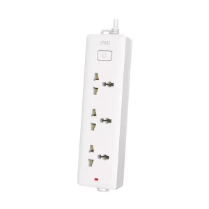 Deli 2 Pin 3 Port White Power Strip # E18338 (3 Meter)