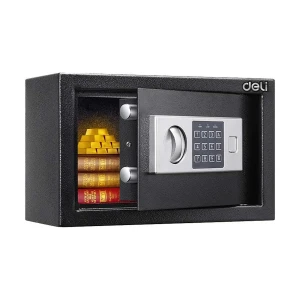 Deli ET520 Black Digital Safe Box Locker Vault (Key & Password)