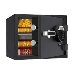 Deli ET580 Black Digital Safe Box (Key, Password & Fireproof)