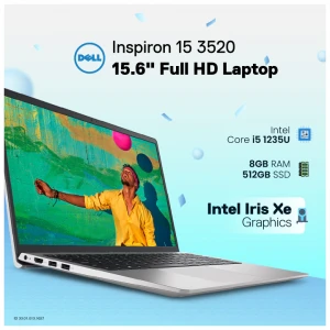 Dell Inspiron 15 3520 Intel Core i5 1235U 8GB RAM 512GB SSD 15.6 Inch FHD Display Platinum Silver Laptop#WARMLKN15ADL23051010PLASPP