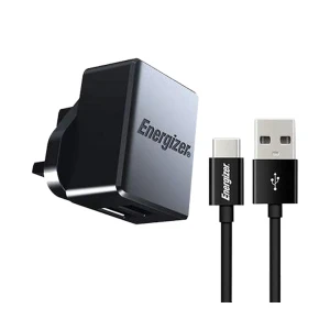 Energizer ACA2CUKUMC3 17W Dual USB UK Black Charger / Charging Adapter With Micro USB Cable