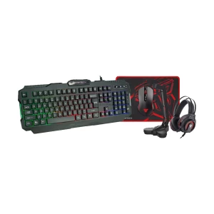 Fantech P51 USB Wired Black Gaming Keyboard, Mouse, Mouse Pad, Headphone & Headset Stand Combo