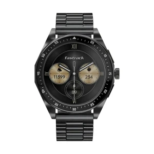 Fastrack Radiant FX1 Black Bluetooth Calling Smart Watch with Metal Strap