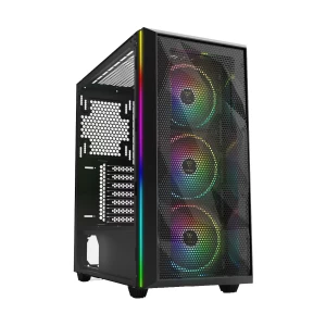 GAMDIAS Athena M2 RGB Mesh Mid Tower ATX Black (Seamless Tempered Glass) Gaming Desktop Case