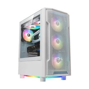 GAMDIAS Athena M6 Lite WH Mesh Mid Tower ATX White (Seamless Tempered Glass) Gaming Desktop Case
