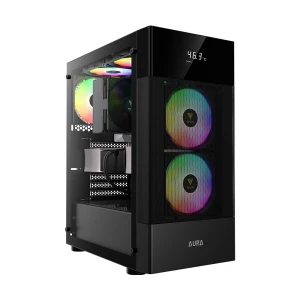 GAMDIAS AURA GC5 RGB Digital Display Mesh Mid Tower Black (Tempered Glass) ATX Gaming Desktop Case