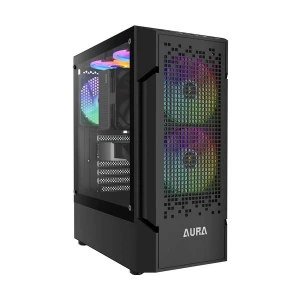 GAMDIAS AURA GC7 RGB Gradient Mesh Mid Tower Black (Tempered Glass) ATX Gaming Desktop Case