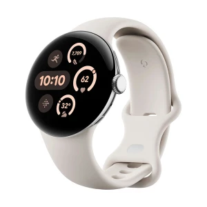 Google Pixel Watch 3 41mm (GPS) Polished Silver Aluminum Case with Porcelain Active Band