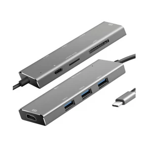 Havit H408 USB Type-C Male to Tri USB, HDMI, SD, PD & TF Female Gray Multi-Interface HUB