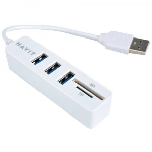 Havit H92 USB Male to Tri USB Female and SD/TF White Multi-Interface HUB #HV-H92