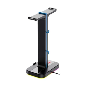 Havit TH650 RGB Black Headset Stand with Dual Hanger & 2 USB Ports