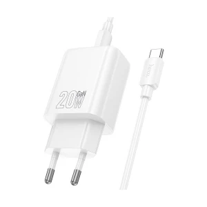 Hoco N61 Gentle USB & USB-C 20W White (EU) Charger / Charging Adapter with USB-C to USB-C Cable