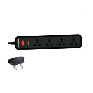Honeywell 3 Pin 4 Port Black Power Strip #HC000013/SRG/2M/BLK/4/UK