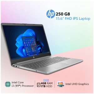HP 250 G8 Intel Core i3 1115G4 4GB RAM 1TB HDD 15.6 Inch FHD Display Ash Silver Laptop