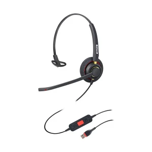 Inbertec UB805M Mono Wired USB Noise Cancelling Black Headphone