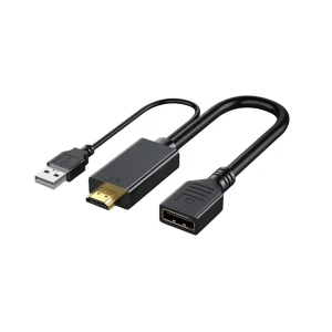 K2 HDMI Male to DP Female Black Converter with USB Male Power