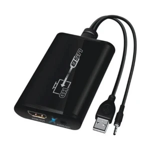 K2 USB & 3.5mm Male to HDMI & 3.5mm Female Black Converter