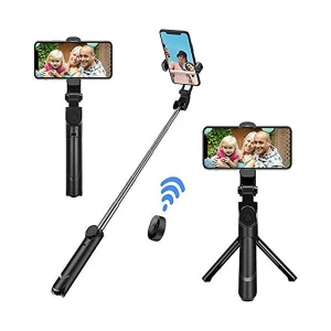 XT-02 Black Selfie Stick Tripod & Wireless Remote for Smartphones & Cameras