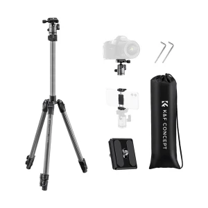 K&F Concept F263A4 Aluminum Portable Ball Head Camera Tripod with Smartphone Holder #KF09.122
