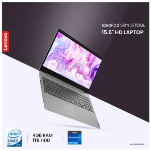 Lenovo IdeaPad Slim 3i 15IGL Intel CDC N4020 4GB RAM 1TB HDD 15.6 Inch HD Antiglare Display Platinum Grey Laptop