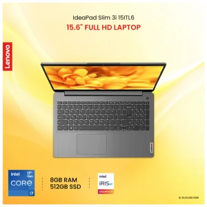 Lenovo IdeaPad Slim 3i 15ITL6 Intel Core i7 1165G7 8GB RAM 512GB SSD 15.6 Inch FHD Antiglare Display Arctic Grey Laptop (8GB RAM)