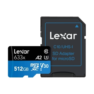 Lexar High-Performance 633x 512GB microSDXC/SDHC Class 10 A2 UHS-I (U3) V30 Memory Card With Adapter #LSDMI512BBAP633A/LSDMI512BB633A/LSDMI512BBNL633A