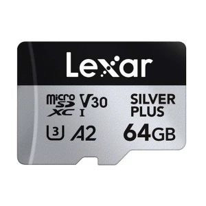 Lexar Professional SILVER PLUS 64GB microSDXC A2 UHS-I (U3) V30 Memory Card #LMSSIPL064G-BNANG