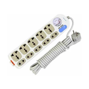 Many 2 Pin 10 Port (2 Pin 5 Port, 3 Pin 5 Port) White Power Strip # HP-0555 (5 Meter)