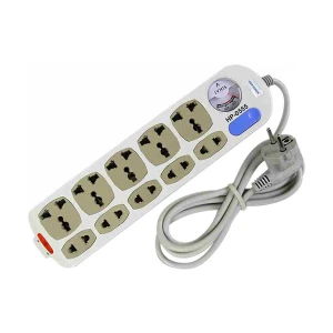 Many 2 Pin 10 Port (2 Pin 5 Port, 3 Pin 5 Port) White Power Strip # HP-0555 (2 Meter)