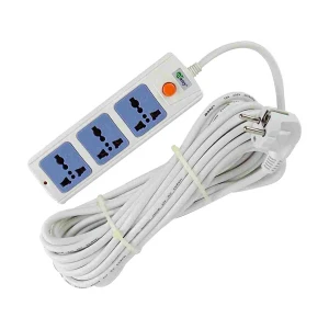 Many 2 Pin 3 Port White Power Strip # MTS-1103 (10 Meter)