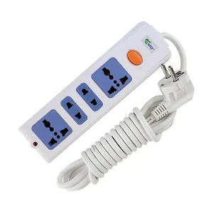 Many 2 Pin 4 Port (2 Pin 2 Port, 3 Pin 2 Port) White Power Strip # MTS-304 (6 Meter)